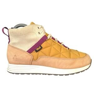 Teva Waterproof Quilted Mid Top Hiking Boots Women's Size 6.5 Mustard Tan